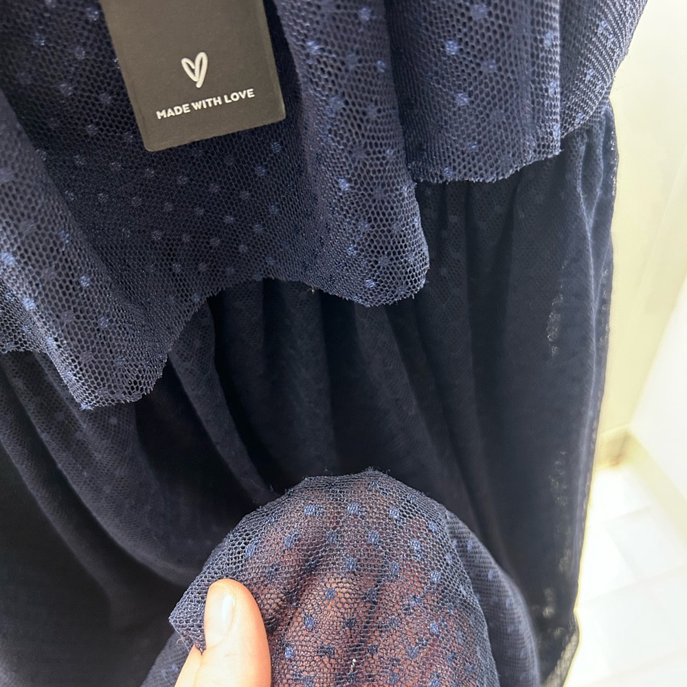 Lulus Ruffle-Trim Navy Tulle Dress - Picture 5 of 10